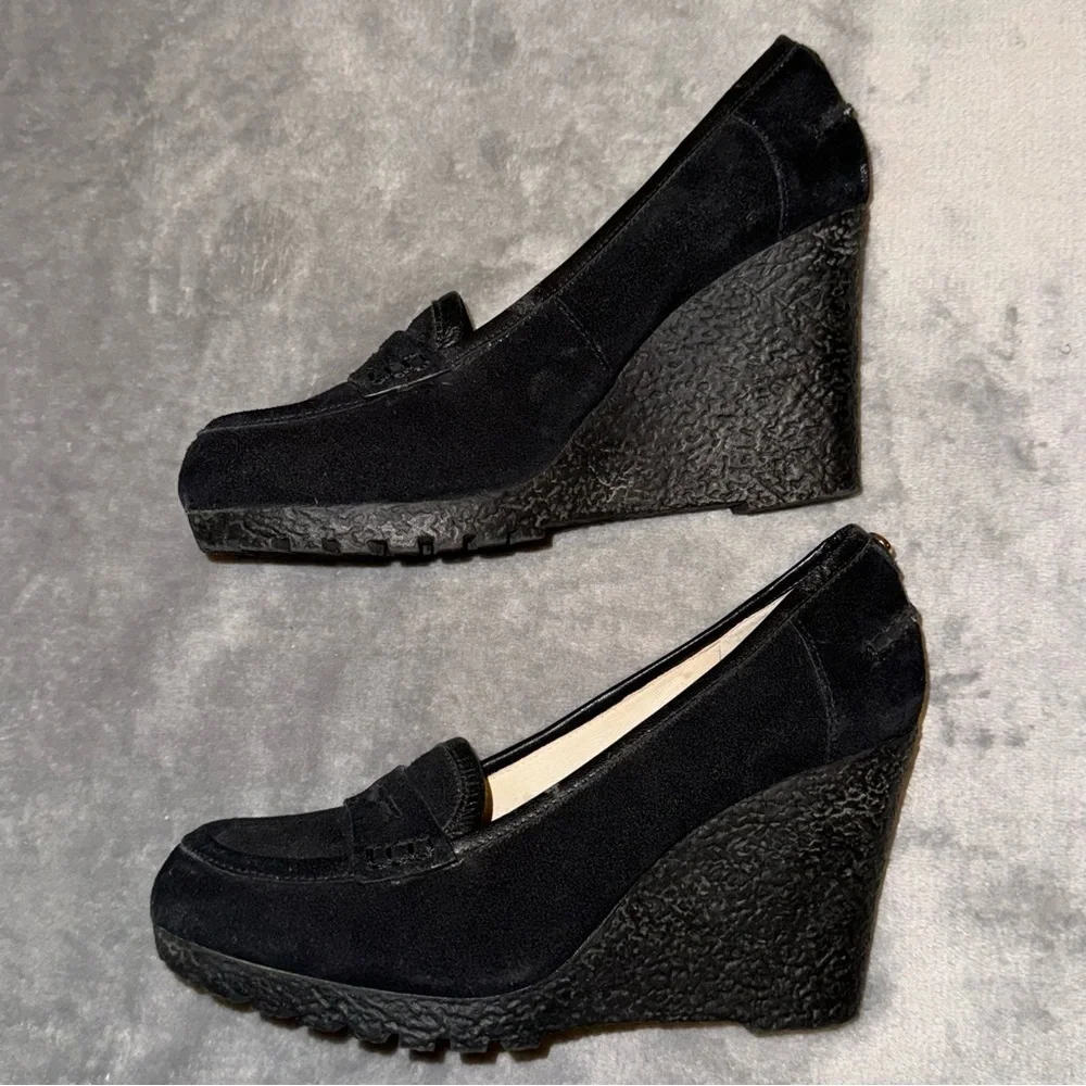 MICHAEL Michael Kors Black Suede Wedge Loafer Pumps